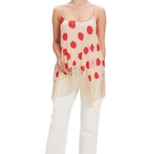 Vintage Polka Dot Fringe Tank Top Size Medium